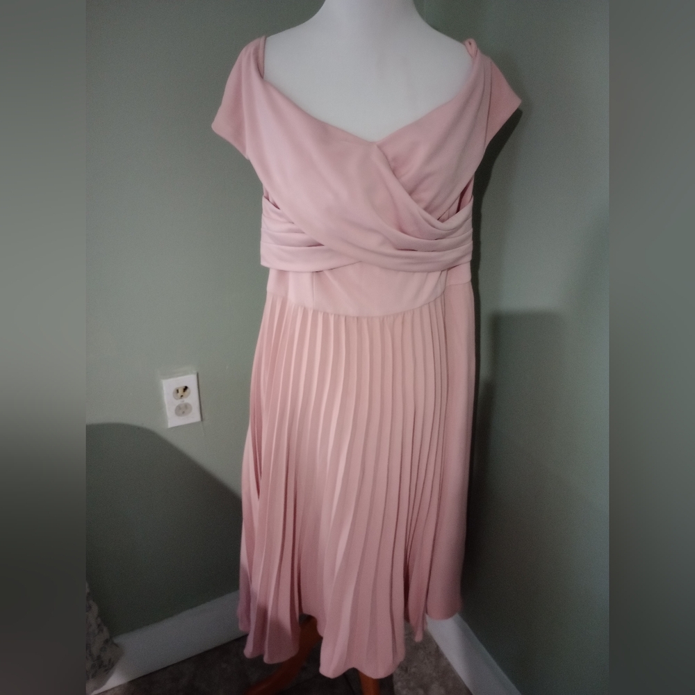 NWT Grace Karin Elegant Pink Pleated Midi Dress XL